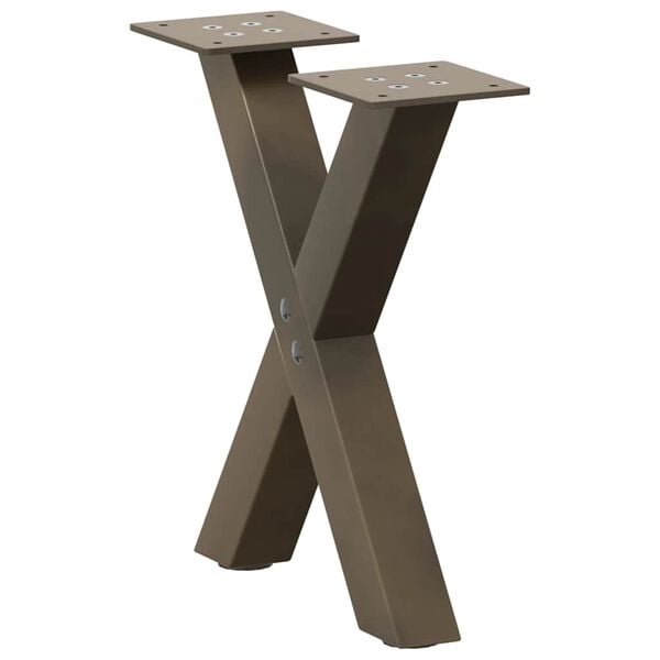 vidaXL Pieds de table basse en forme de X, 2 pi&egrave;ces, acier naturel, 37 x (30-31) cm