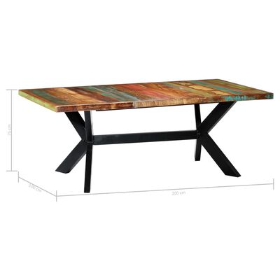 vidaXL Table à manger 200x100x75 cm Bois de récupération solide
