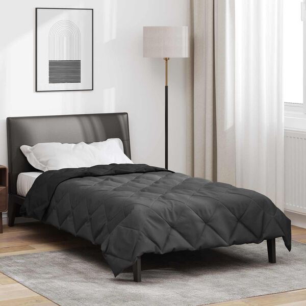 vidaXL Duvet d'&eacute;t&eacute; simple Noir et anthracite 200 x 135 cm Microfibre