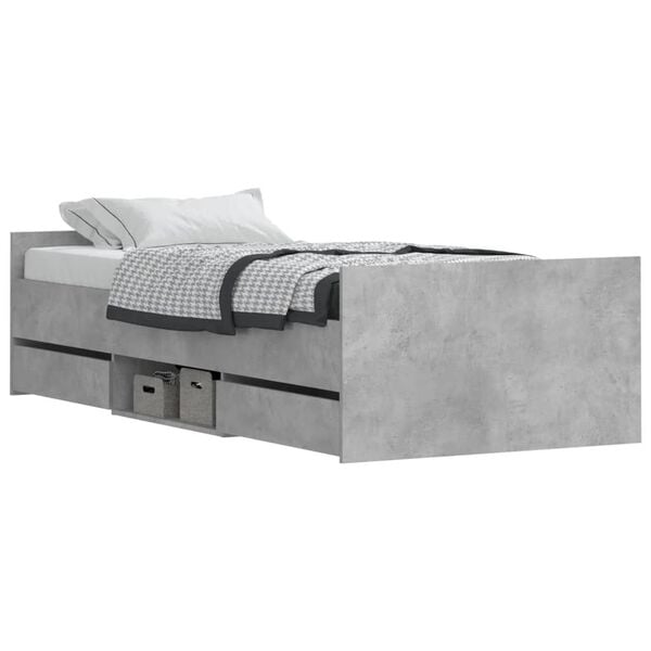 vidaXL Cadre de lit sans matelas gris b&eacute;ton 100x200 cm