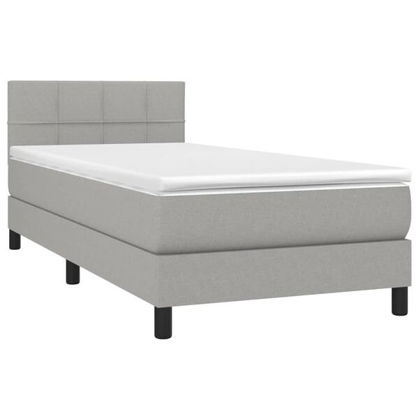 vidaXL Sommier &agrave; lattes de lit avec matelas et LED Gris clair 80x200cm
