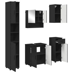 vidaXL Ensemble de mobilier de salle de bain 5 pc Noir 61 x 35 x 64 cm