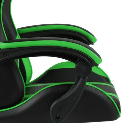 vidaXL Fauteuil de jeux vidéo avec repose-pied Noir et vert Similicuir