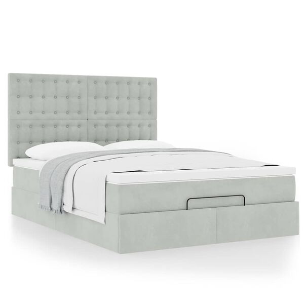 vidaXL Cadre de lit ottoman avec matelas gris clair 140x200 cm velours