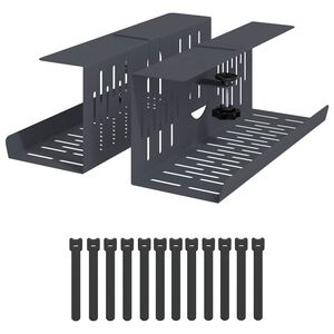 vidaXL Plateau de gestion de c&acirc;bles sous le bureau 2 pc Anthracite