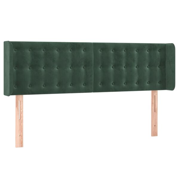 vidaXL T&ecirc;te de lit &agrave; LED Vert fonc&eacute; 147x16x78/88 cm Velours