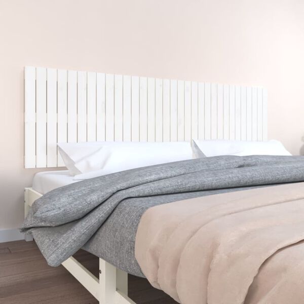 vidaXL Tête de lit murale Blanc 204x3x60 cm Bois massif de pin