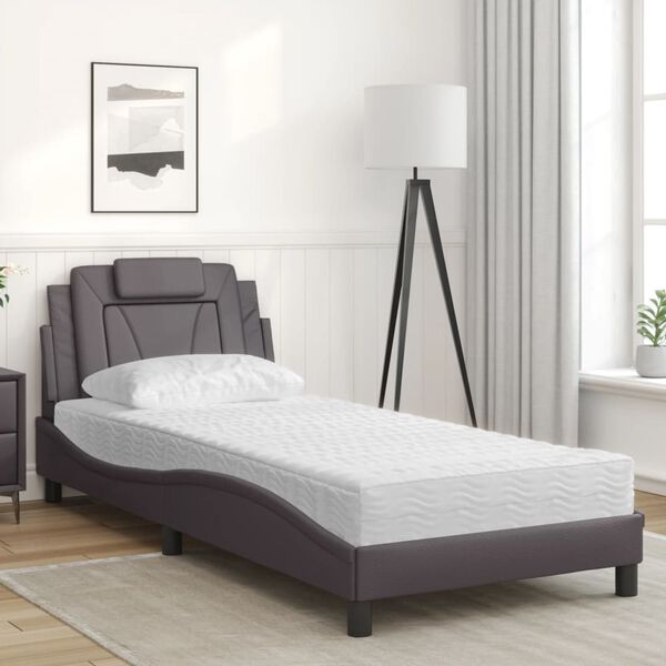 vidaXL Lit Viana avec matelas gris 90x190 cm similicuir