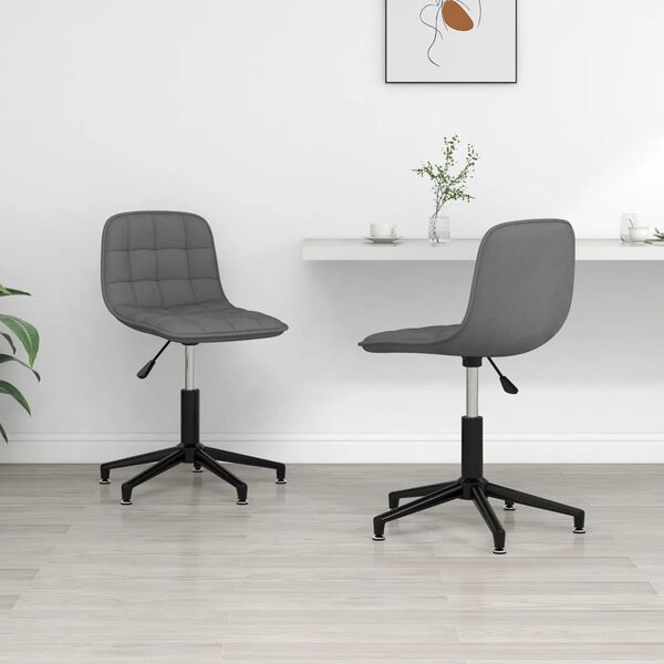 vidaXL Chaises pivotantes &agrave; manger lot de 2 gris fonc&eacute; velours
