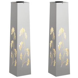 vidaXL Lumi&egrave;re de chemin LED solaire 2 pc Blanc chaud 18 x 18 x 80 cm