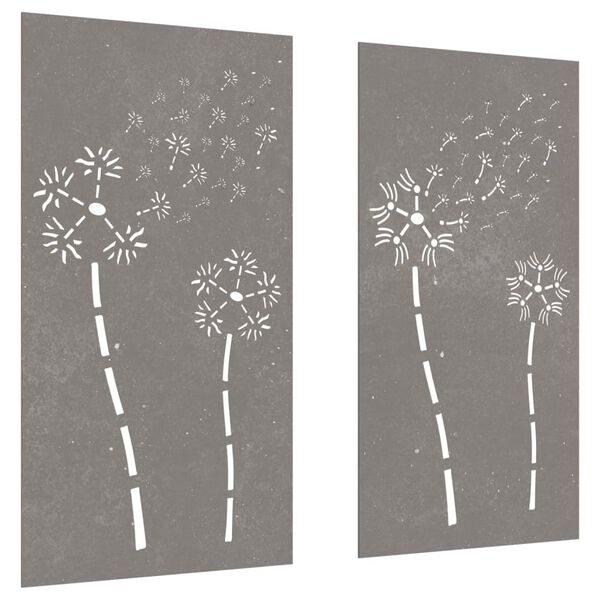 vidaXL D&eacute;corations murales de jardin 2pcs 105x55 cm design de fleur