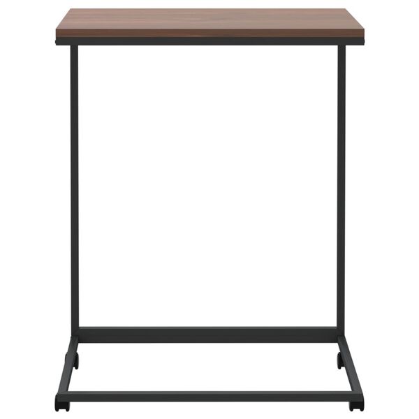 vidaXL Table d'appoint avec roues noir 55x35x70 cm bois d'ing&eacute;nierie