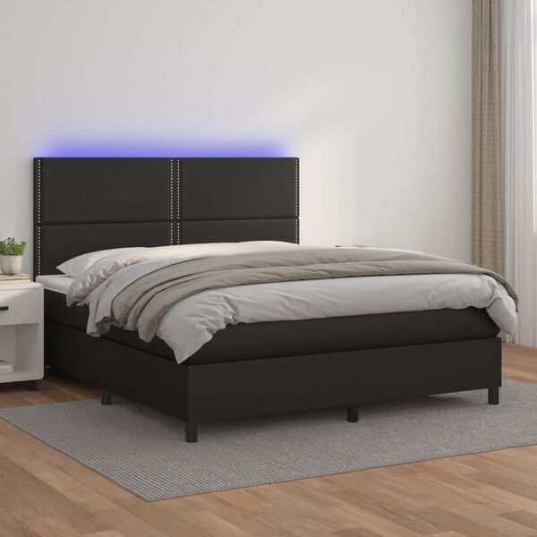 vidaXL Sommier &agrave; lattes de lit avec matelas et LED Noir 160x200 cm