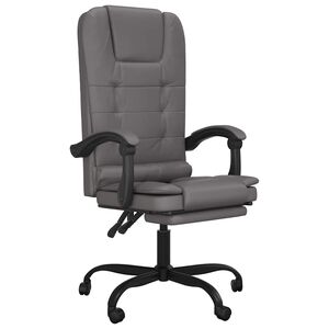 vidaXL Fauteuil de massage inclinable de bureau gris similicuir