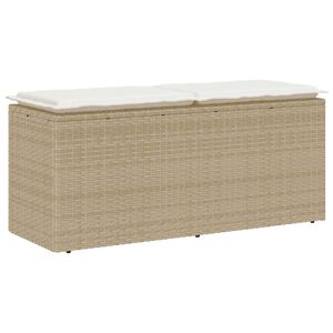 vidaXL Banc de jardin avec coussin beige 110x40x44 cm r&eacute;sine tress&eacute;e