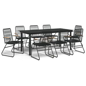 vidaXL Ensemble &agrave; manger de jardin 9 pcs noir rotin PVC