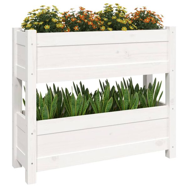 vidaXL Jardinière Blanc 77x25x66 cm Bois massif de pin