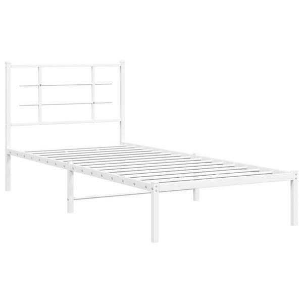 vidaXL Cadre de lit métal sans matelas avec tête de lit blanc 90x200cm
