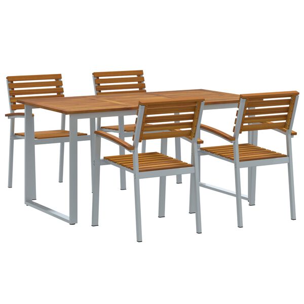 vidaXL Ensemble de salle &agrave; manger pour jardin 5 pcs Gris et marron