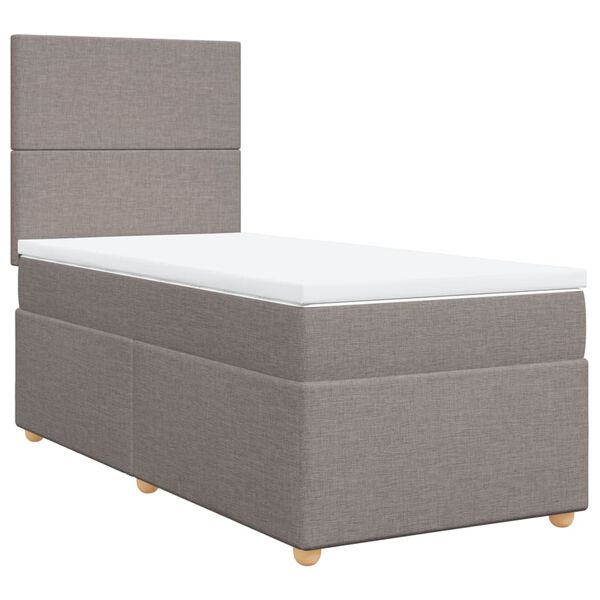 vidaXL Sommier &agrave; lattes de lit avec matelas Taupe 100x200 cm Tissu