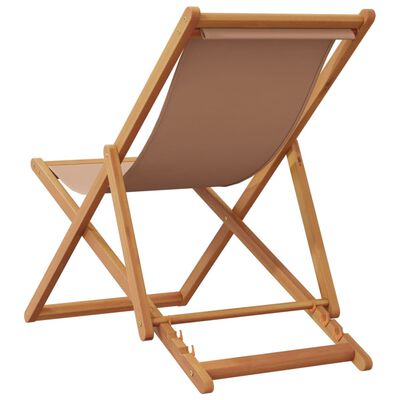 vidaXL Chaise pliable de plage taupe bois d'eucalyptus massif et tissu