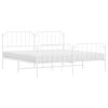 vidaXL Cadre de lit m&eacute;tal sans matelas et pied de lit blanc 193x203 cm