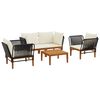 vidaXL 5 pc Bois d'acacia massif et corde Naturel