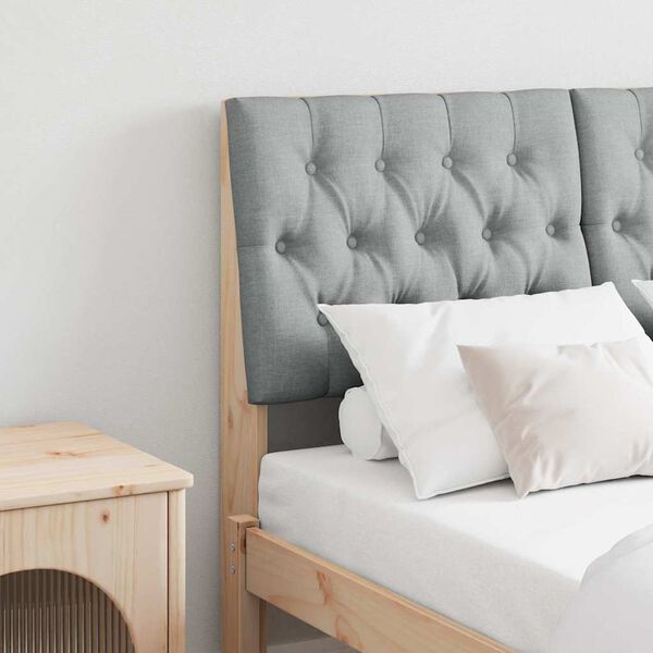 vidaXL T&ecirc;te de lit capitonn&eacute;e Gris clair 120 cm Pin massif