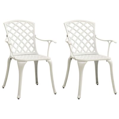 vidaXL Chaises de jardin lot de 2 Aluminium coulé Blanc