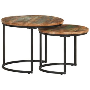 vidaXL Tables gigognes 2 pcs Bois de r&eacute;cup&eacute;ration massif