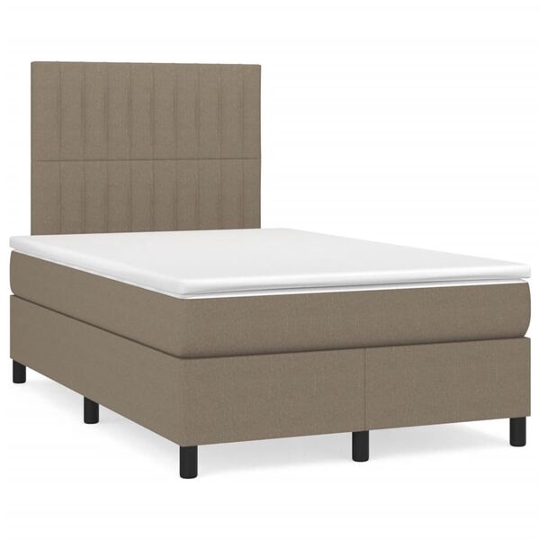 vidaXL Sommier &agrave; lattes de lit avec matelas taupe 120x190 cm tissu