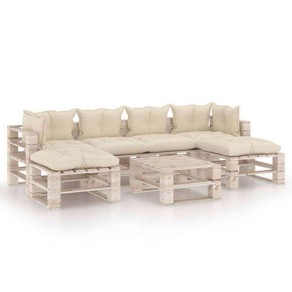 vidaXL Salon de jardin palette 7 pcs avec coussins bois de pin