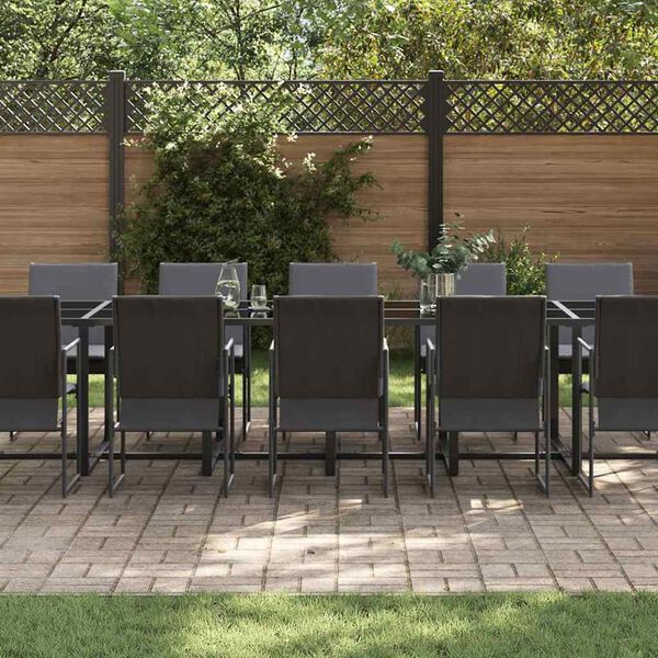 vidaXL Ensemble de salle &agrave; manger pour jardin 17 pcs Noir Acier