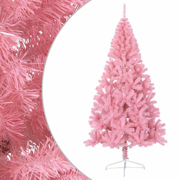 vidaXL Demi sapin de No&euml;l artificiel avec support Rose 180 cm PVC