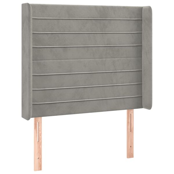 vidaXL T&ecirc;te de lit &agrave; LED Gris clair 83x16x118/128 cm Velours