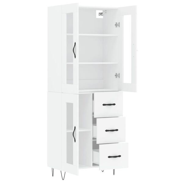 vidaXL Buffet haut Blanc 69,5x34x180 cm Bois d'ing&eacute;nierie