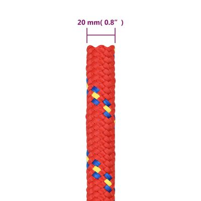 vidaXL Corde de bateau Rouge 20 mm 50 m Polypropylène