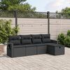 vidaXL Salon de jardin 5 pcs avec coussins noir r&eacute;sine tress&eacute;e