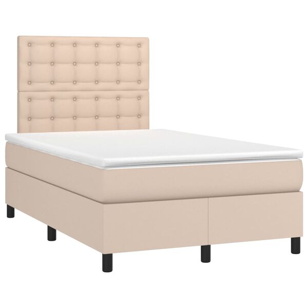 vidaXL Sommier &agrave; lattes de lit avec matelas LED Cappuccino 120x200 cm