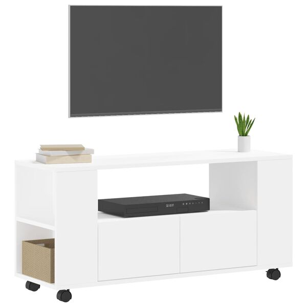 vidaXL Meuble TV blanc 102x34,5x43 cm bois d'ingénierie