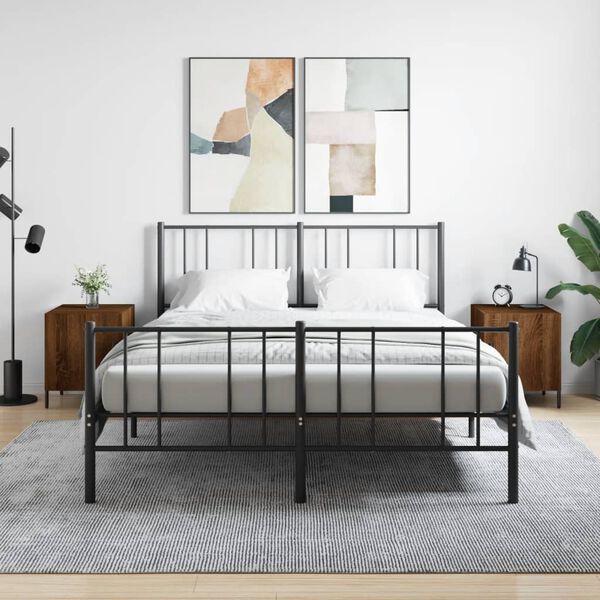 vidaXL Tables de chevet 2pcs ch&ecirc;ne marron 40x40x50cm bois d'ing&eacute;nierie