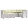 vidaXL Canap&eacute; de Jardin 5 Places avec Coussins Aspect Rotin PP Blanc