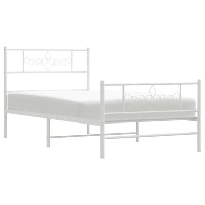 vidaXL Cadre de lit métal sans matelas avec pied de lit blanc 80x200cm