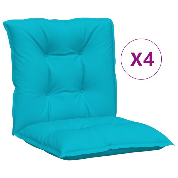 vidaXL Coussins de chaise de jardin &agrave; dossier bas lot de 4 turquoise
