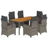 vidaXL Ensemble à manger de jardin et coussins 7 pcs gris rotin