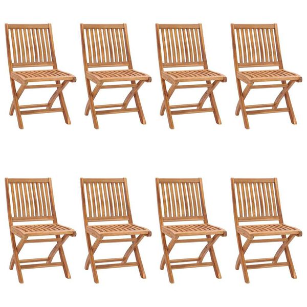 vidaXL Chaises pliables de jardin avec coussins lot de 8 Teck solide