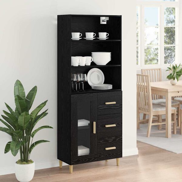 vidaXL Haut Armoire Ch&ecirc;ne noir 69,5 x 32,5 x 180 cm Bois d'ing&eacute;nierie