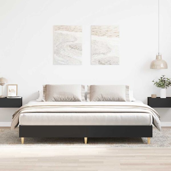vidaXL Cadre de lit sans matelas noir 200x200 cm bois d'ing&eacute;nierie
