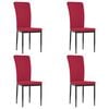vidaXL Chaises &agrave; manger lot de 4 Rouge bordeaux Velours