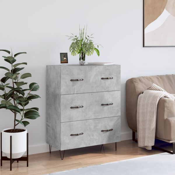 vidaXL Buffet gris b&eacute;ton 69,5x34x90 cm bois d'ing&eacute;nierie